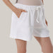 Women's Waffle-Knit Maternity Shorts Set White Pants