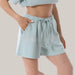 Women's Waffle-Knit Maternity Shorts Set Green Pants