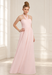 Pale blush halter gown in a softly lit ivory interior
