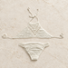 Ivory crochet two-piece swimwear arranged on a warm stone surface.