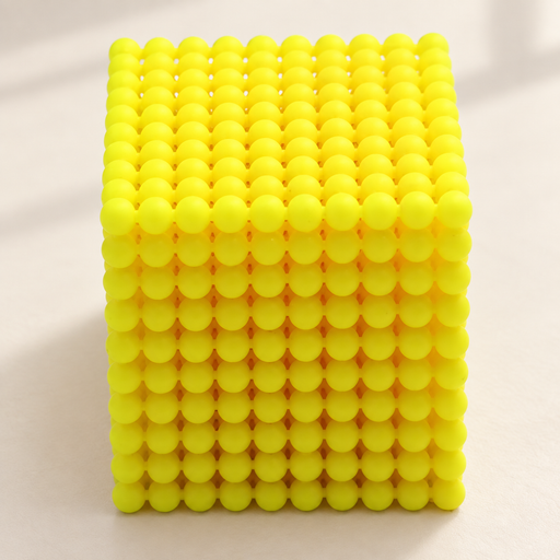 Yellow bead cube on an ivory surface