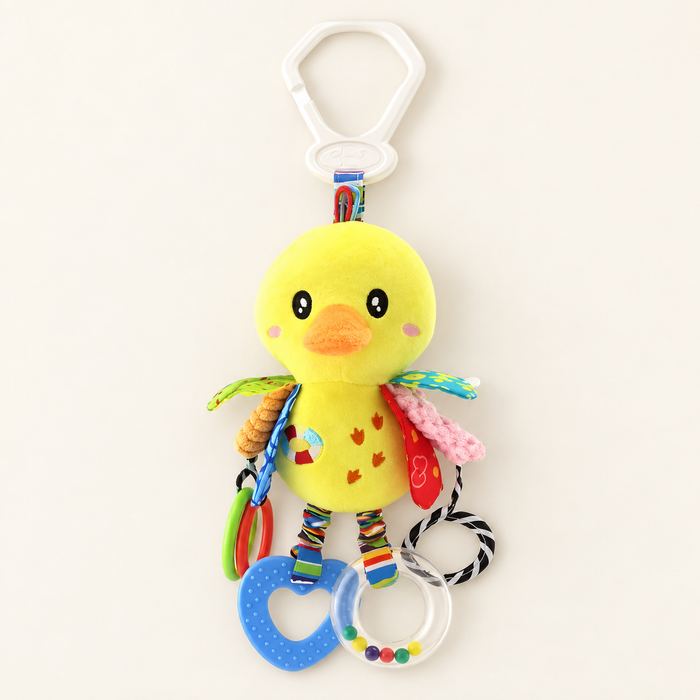 Yellow duck hanging plush activity toy