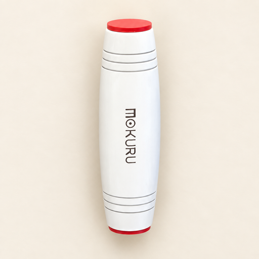 White MOKURU fidget roller with red ends