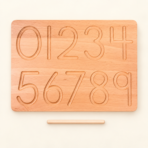 Wooden number tracing board with stylus