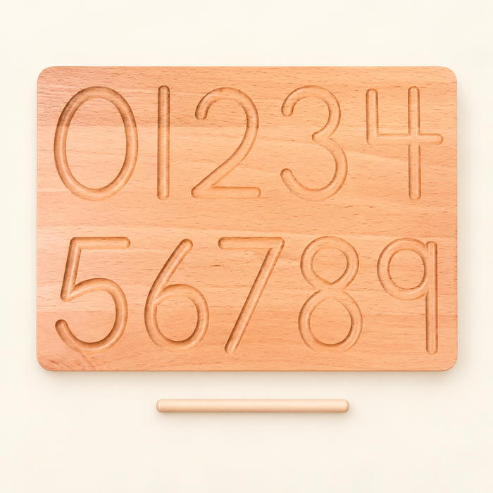 Wooden number tracing board with stylus