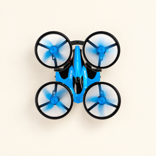 Blue H36F drone with four circular propeller guards
