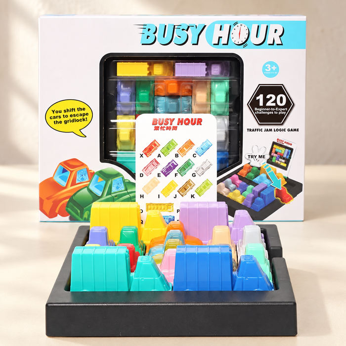 Colourful traffic puzzle game with its box and card