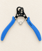 Blue 3.0mm wire coiling pliers with a black head and metal return spring on an ivory work mat.