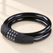 Black coiled bicycle cable lock with four combination dials