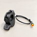 Black bicycle thumb throttle with coiled cable and yellow connector