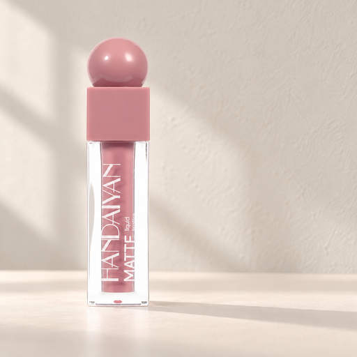 Dusty pink lip gloss with square cap and round top