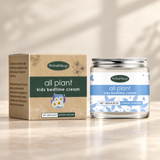 WoodSleep blue and white cream jar and kraft box
