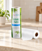 Packaged reusable towel roll beside an unwrapped white roll on an ivory kitchen countertop.