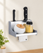 Compact silver kitchen wall rack holding jars and knives.