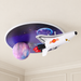 Spaceplane ceiling light with a galaxy disc and purple planet