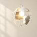 White globe-shaped pendant shade with metal continent silhouettes