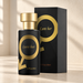 Black Lure her fragrance bottle with a gold cap beside its matching box