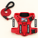 Red dog harness and leash set with Service Dog and In Training patches