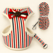 Pet harness or collar and matching leash on warm ivory background