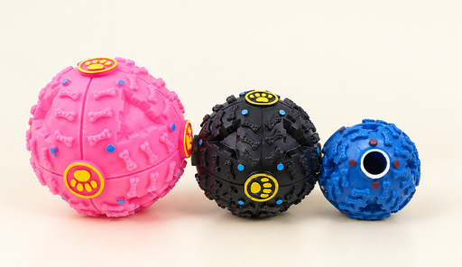 Three textured dog toy balls