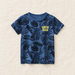 Blue tropical-print T-shirt with yellow South Beach lettering.