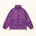 Purple lightweight zip jacket laid flat on ivory surface