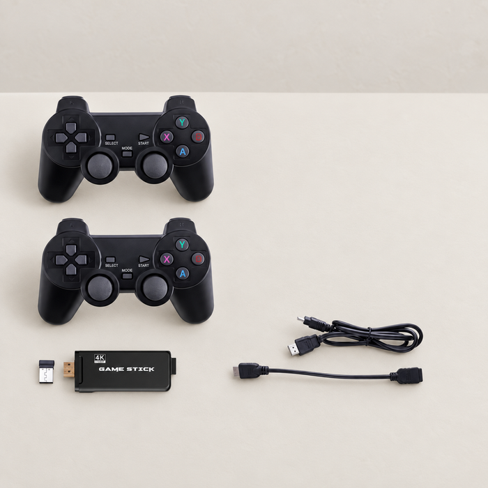 Game console kit with controllers and cables