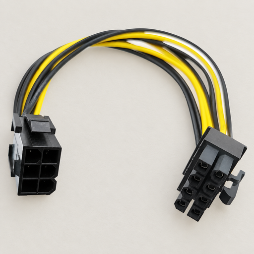 Graphics card extension cable on an ivory surface