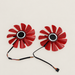Two red graphics card cooling fans with connected wiring