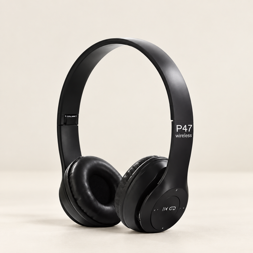 Black P47 wireless headphones.