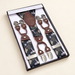 Camouflage suspenders with six metal clips in open presentation box