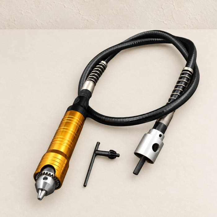 Flexible drill shaft with chuck key