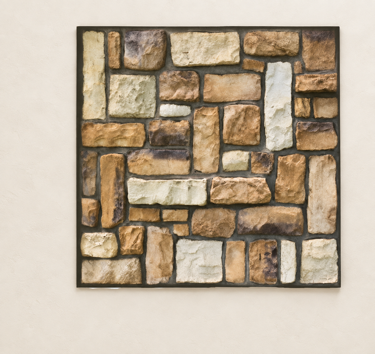 Stone-pattern rectangular adhesive sheet