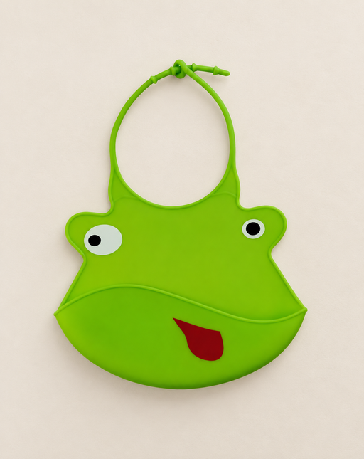 Green frog silicone bib