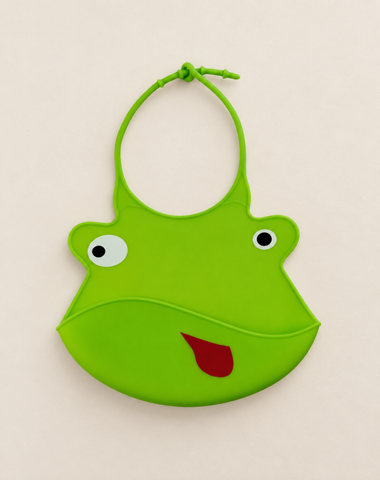Green frog silicone bib