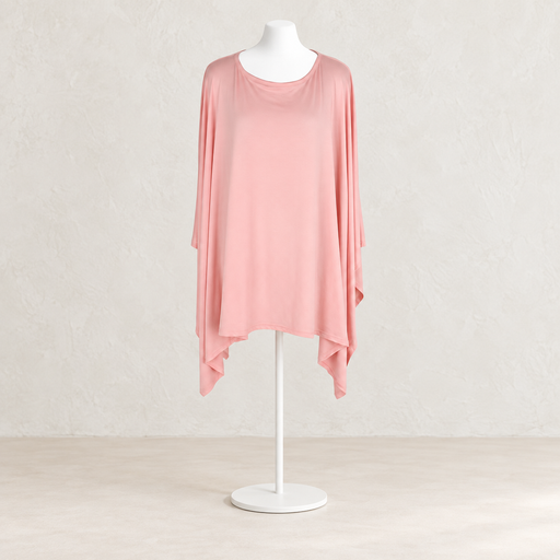 Pink nursing cover on a supported white display mannequin.