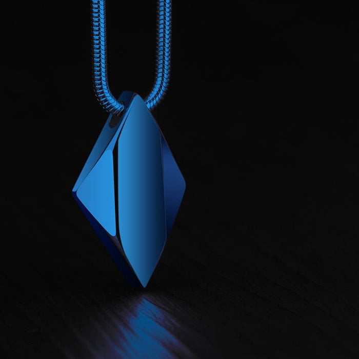 Tungsten Gold Pendant Necklace Blue