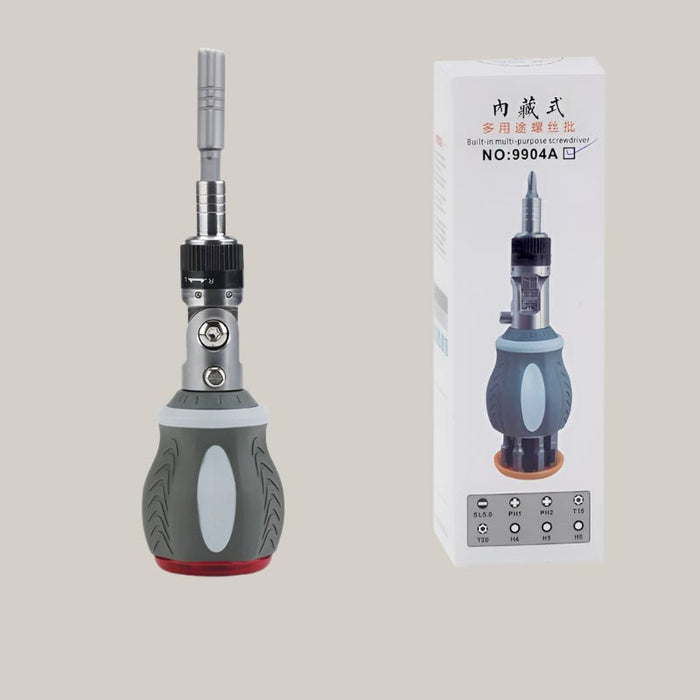 Reversible Ratchet Screwdriver Set Red Background Extension Rod