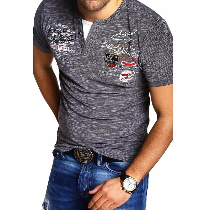 Stylish Casual T-Shirt with Unique Prints Dark Grey