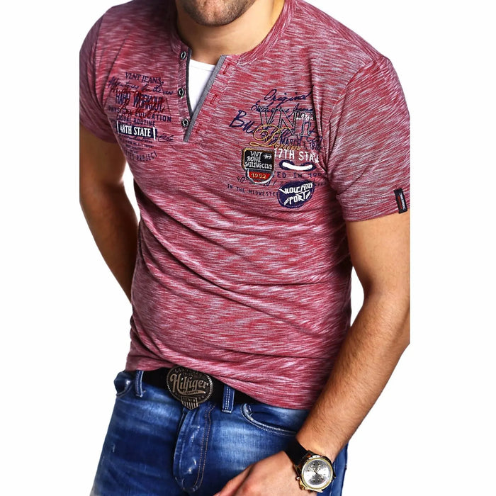 Stylish Casual T-Shirt with Unique Prints Wine Red