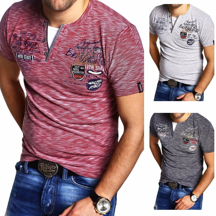 Stylish Casual T-Shirt with Unique Prints Light Grey
