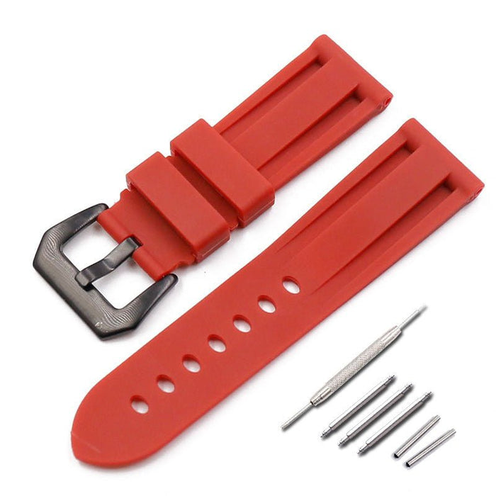 Penahai Men's Rubber Watch Strap Red black buckle