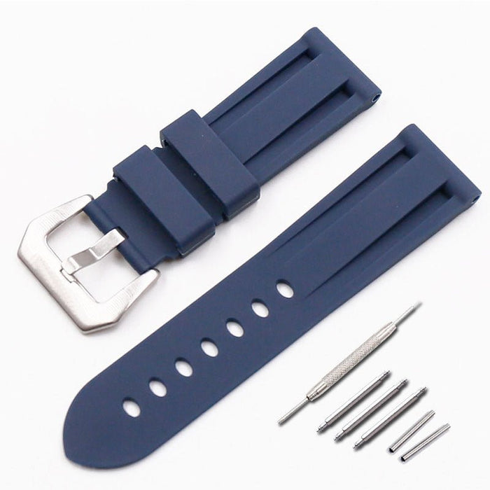 Watch accessories fit Penahai rubber strap men Blue silver buckle