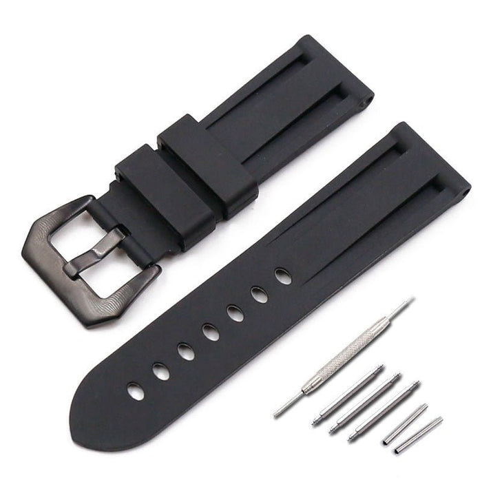 Penahai Men's Rubber Watch Strap Black black buckle