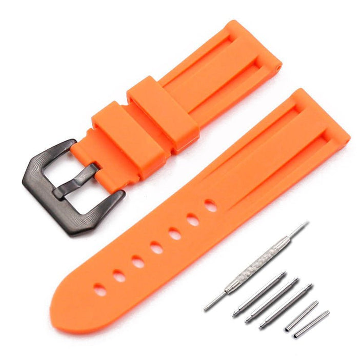 Penahai Men's Rubber Watch Strap Orange black buckle