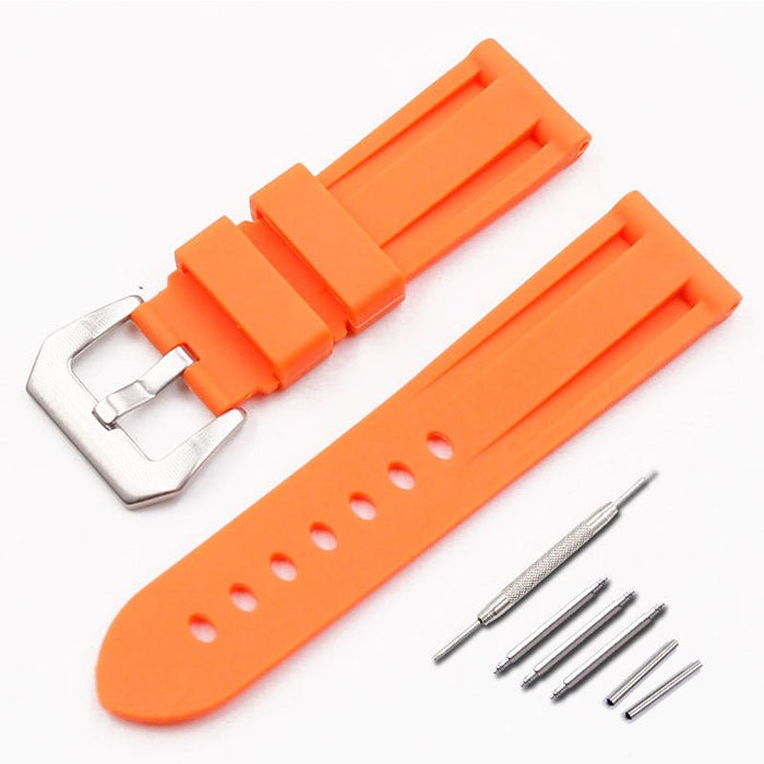 Penahai Men's Rubber Watch Strap Orange silver buckle
