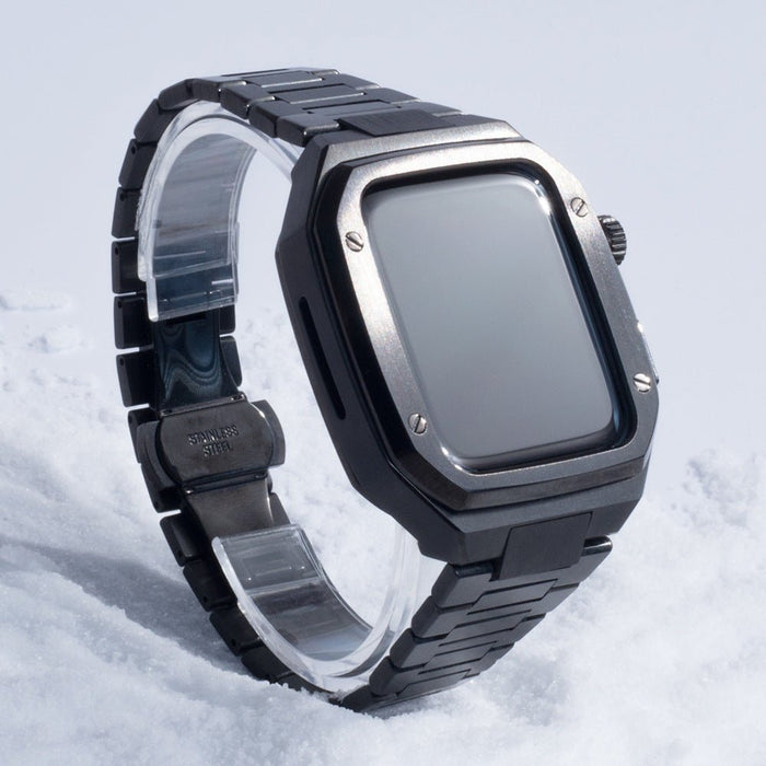 Stainless Steel Watch Case and Band Set Black