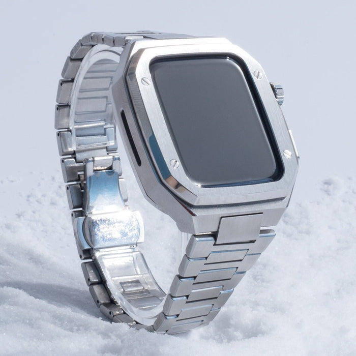 Stainless Steel Watch Case and Band Set Silver