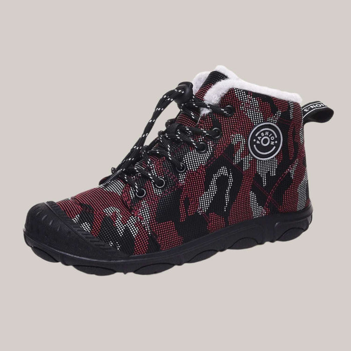 Waterproof Round Toe Children Sneaker Wine red