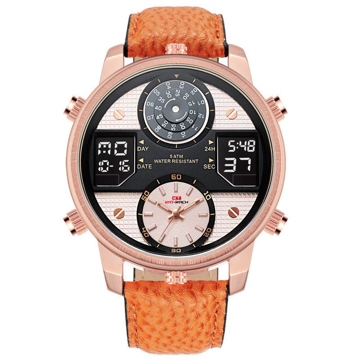 Men's Water-Resistant Sports Quartz Watch Rose gold